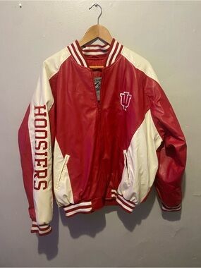 Steve & Barry's Red and White IU Varsity Bomber Jacket